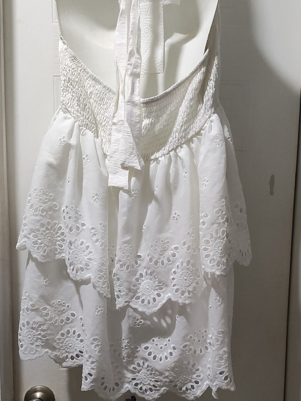 SHEIN White Eyelet Halter Mini Dress - Picture 4 of 10